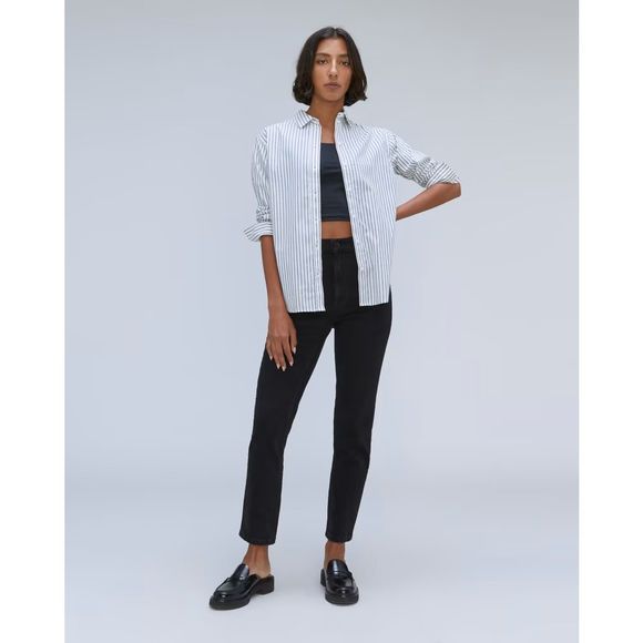 Everlane The Original Cheeky Jean Coal High Rise Organic Cotton Size 26 Crop NWT - Picture 1 of 9